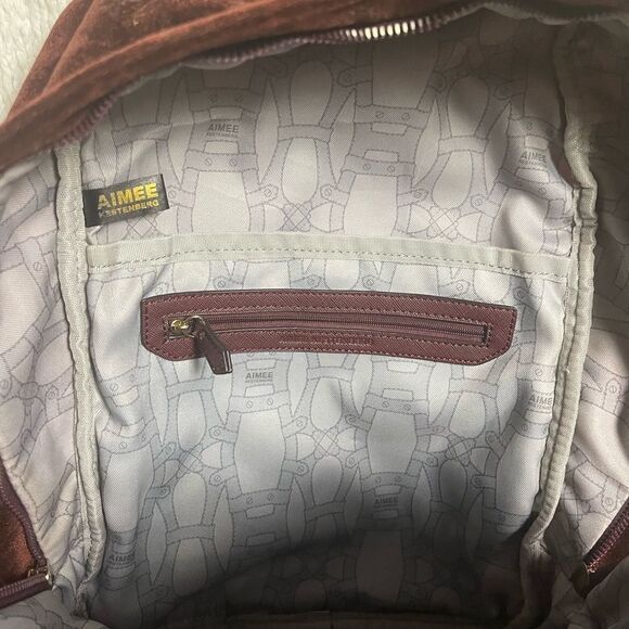 AIMEE KESTENBERG BURGUNDY VELVET  MEDIUM BACKPACK gold tone hardwares main image 10